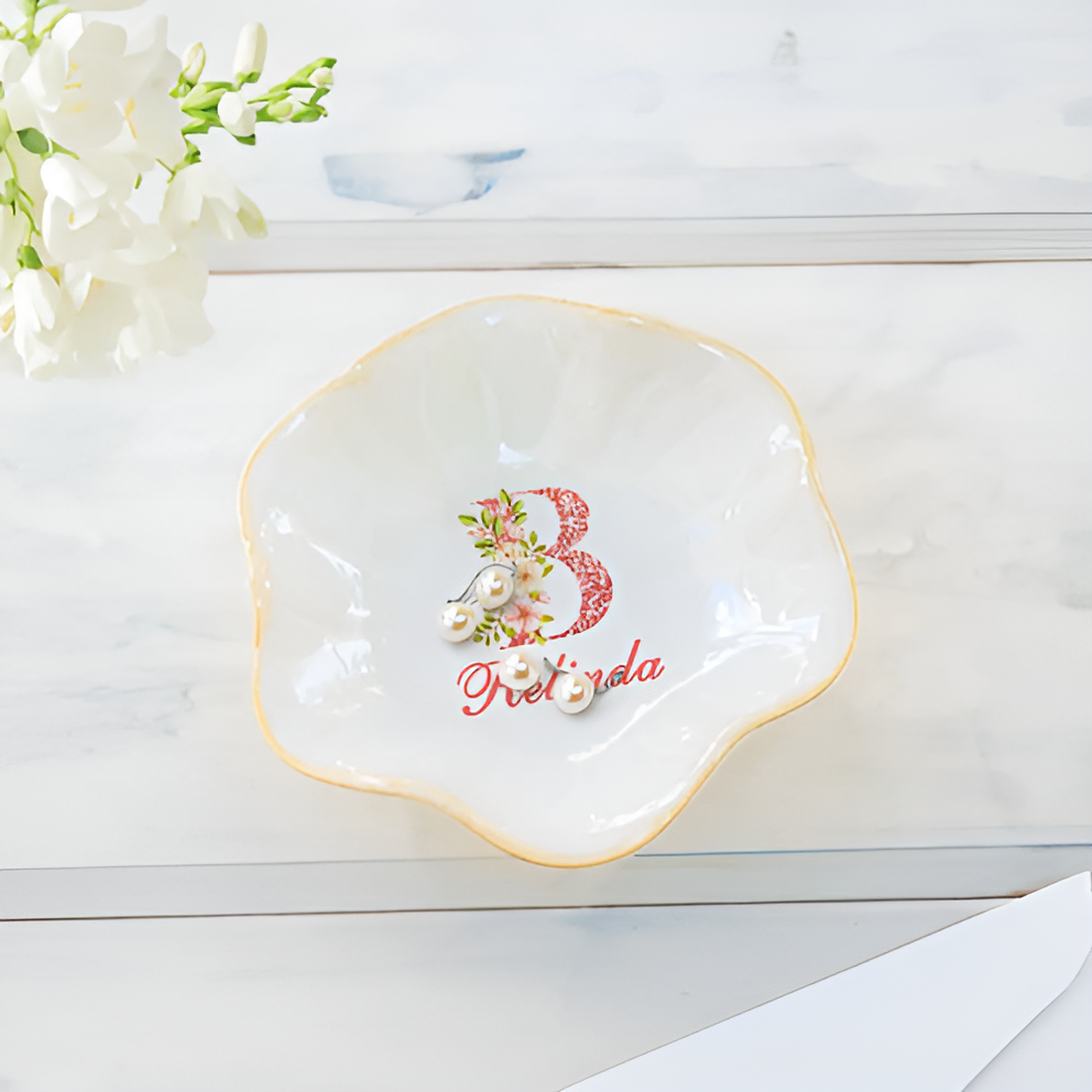 Initials Ring Dish, Personalized Jewelry Tray, Jewelry Holder Organizer